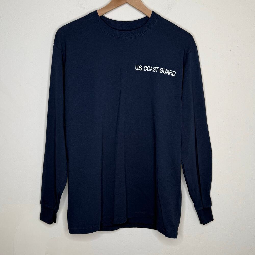 US Coast Guard Long Sleeve Shirt Mens Medium Navy Graphic Military Americana